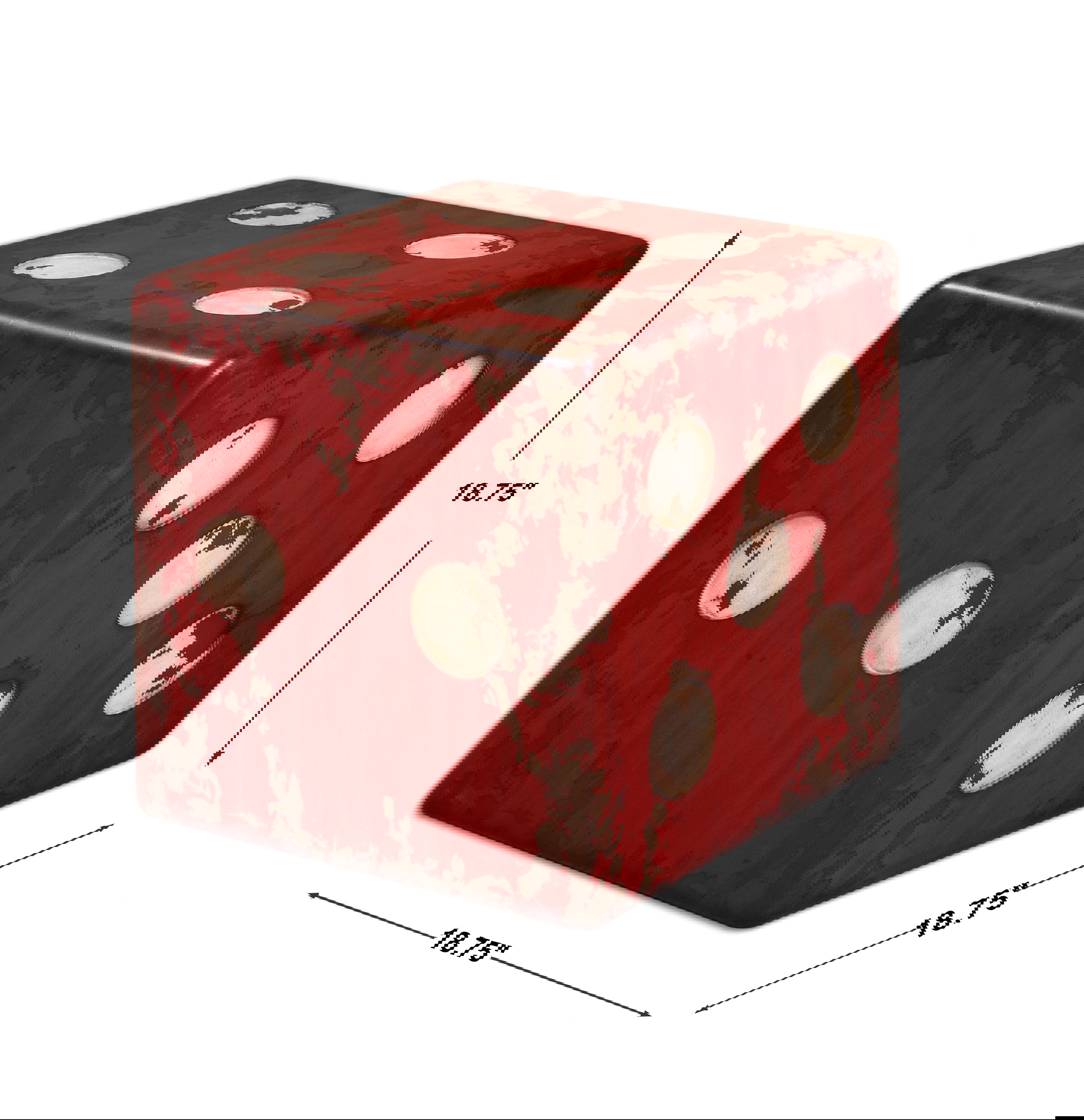 Dice Red Accent Table, Furniture by Uttermost, 18.75" width x 18.75" height x 18.75" depth View 3