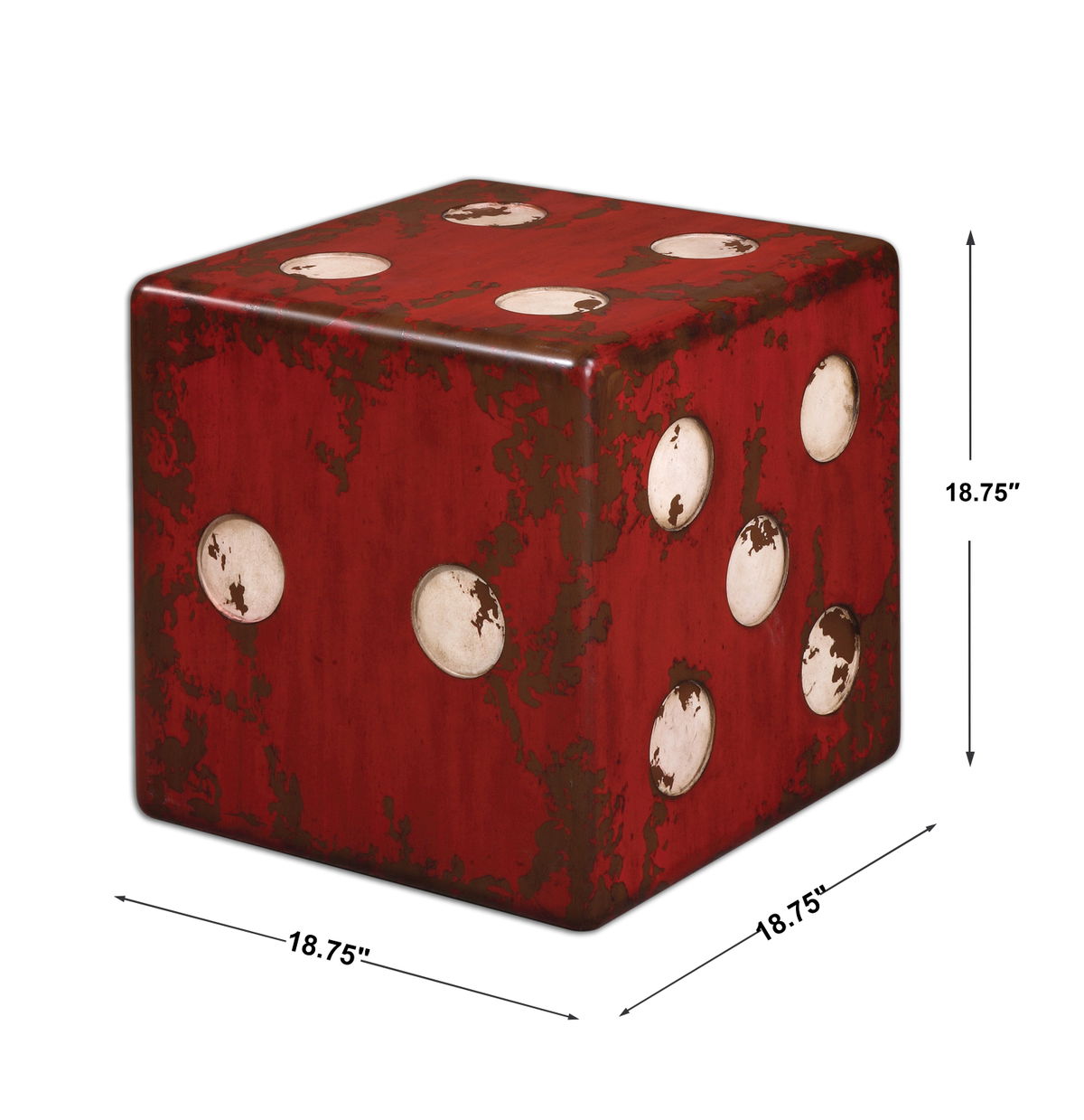 Dice Red Accent Table, Side & End Table by Uttermost, 18.75" width x 18.75" height x 18.75" depth View 3