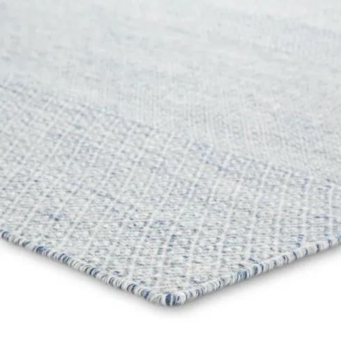Provence Geometric Hand-Woven Wool Light Blue/Ivory Area Rug