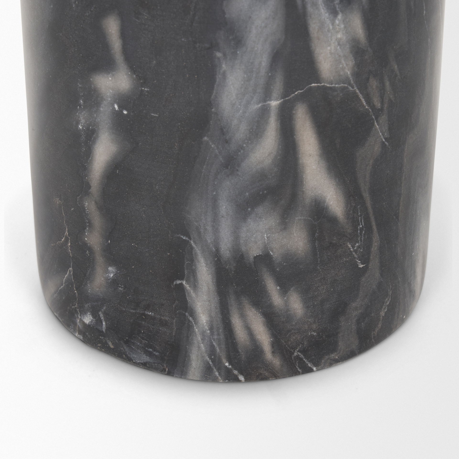 Taite Solid Dark Gray Marble Pedestal Accent Table, Side & End Table by Mercana, 16" length x 16" width x 20" height View 8