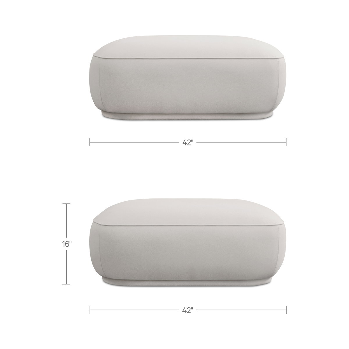 Marion Square Ottoman White, by Moe's Home, 42" width x 16" height x 42" depth View 9