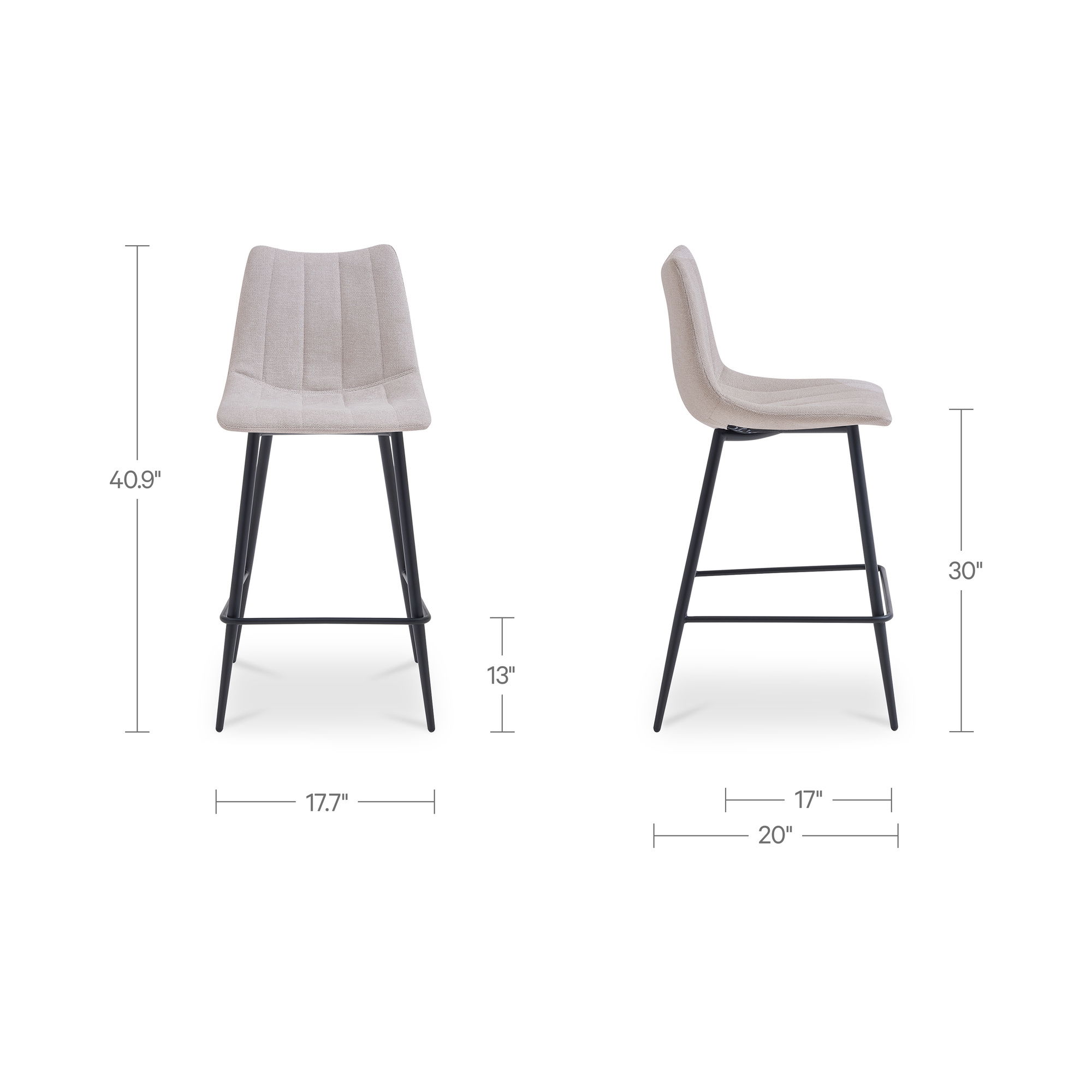 Alibi Bar Stool Beige-set Of Two, Counter & Bar Stool by Moe's Home, 17.7" width x 40.9" height x 20" depth View 7