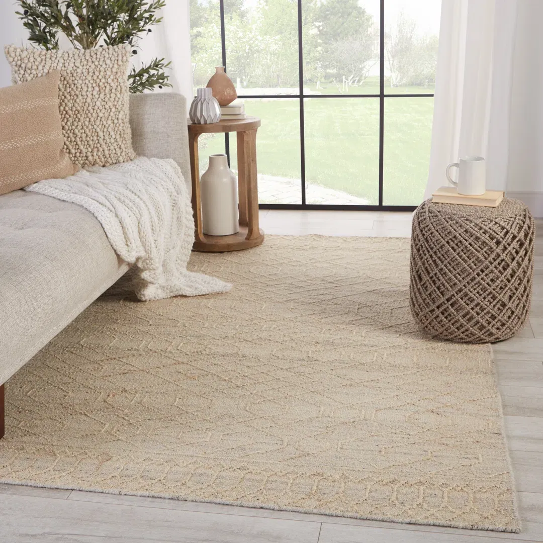 Cecille Handwoven Cotton/Wool/Jute Cream Area Rug large image 