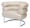 Rondo Occasional Leather Chair White, by Sarreid, 2'7" length x 3'2" width x 2'6" height thumbnail 1