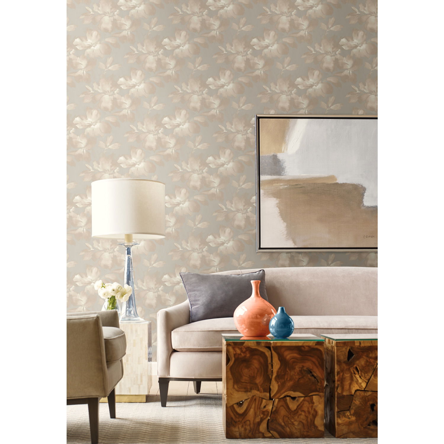 Midnight Blooms Grey Wallpaper, by York Wall, 27' length x 2'3" width x 0.02" depth View 3