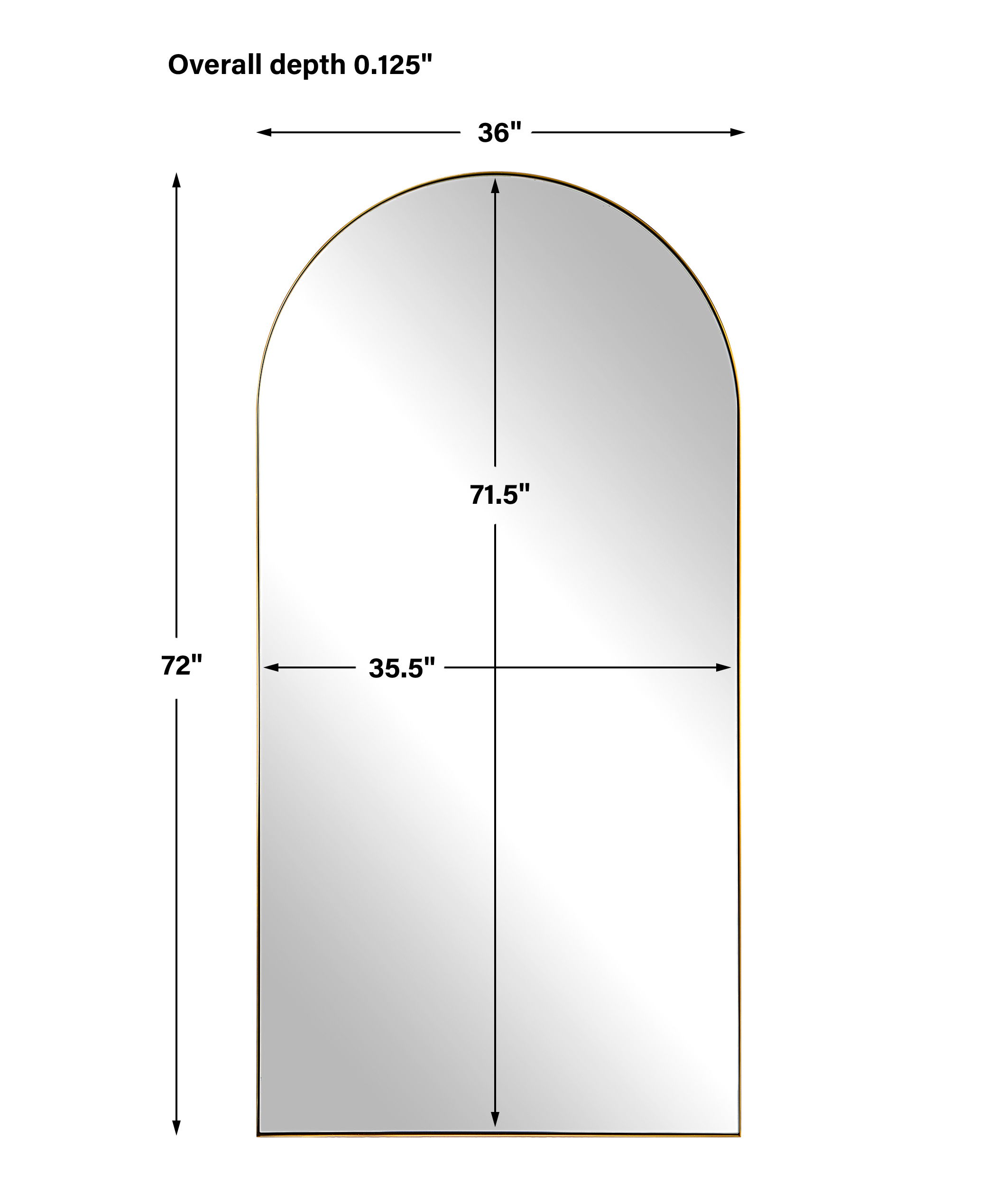 Crosley Antique Brass Arch Mirror, by Uttermost, 36" width x 72" height x 1.12" depth View 3