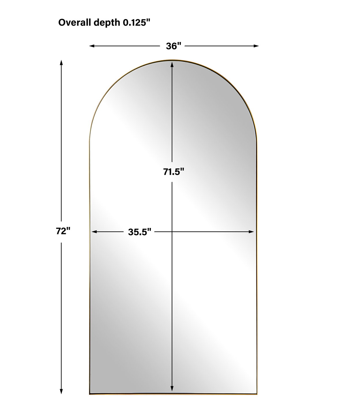 Crosley Antique Brass Arch Mirror, by Uttermost, 36" width x 72" height x 1.12" depth View 3