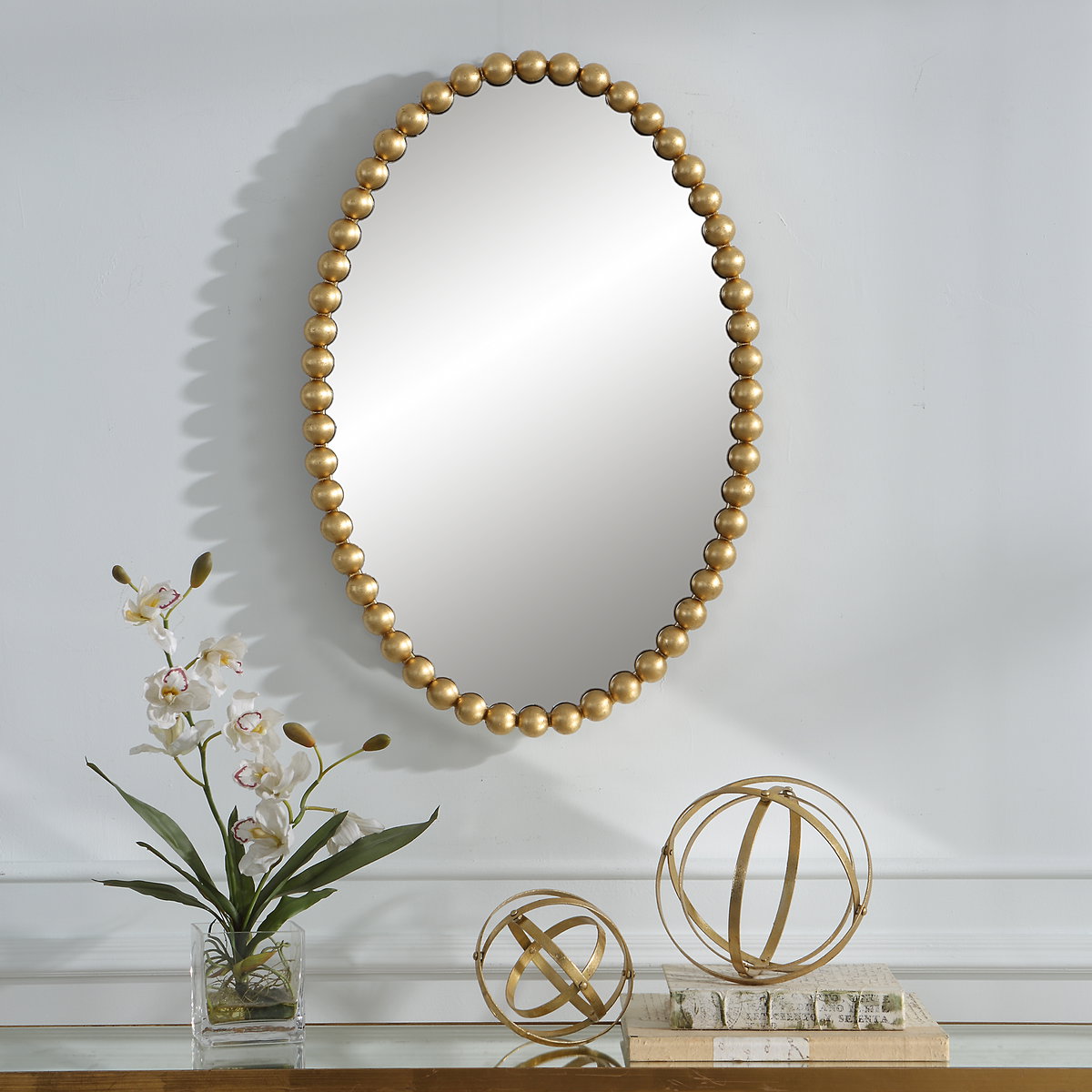 Serna Gold Oval Mirror, by Uttermost, 1'8" width x 2'6" height x 1.75" depth View 2
