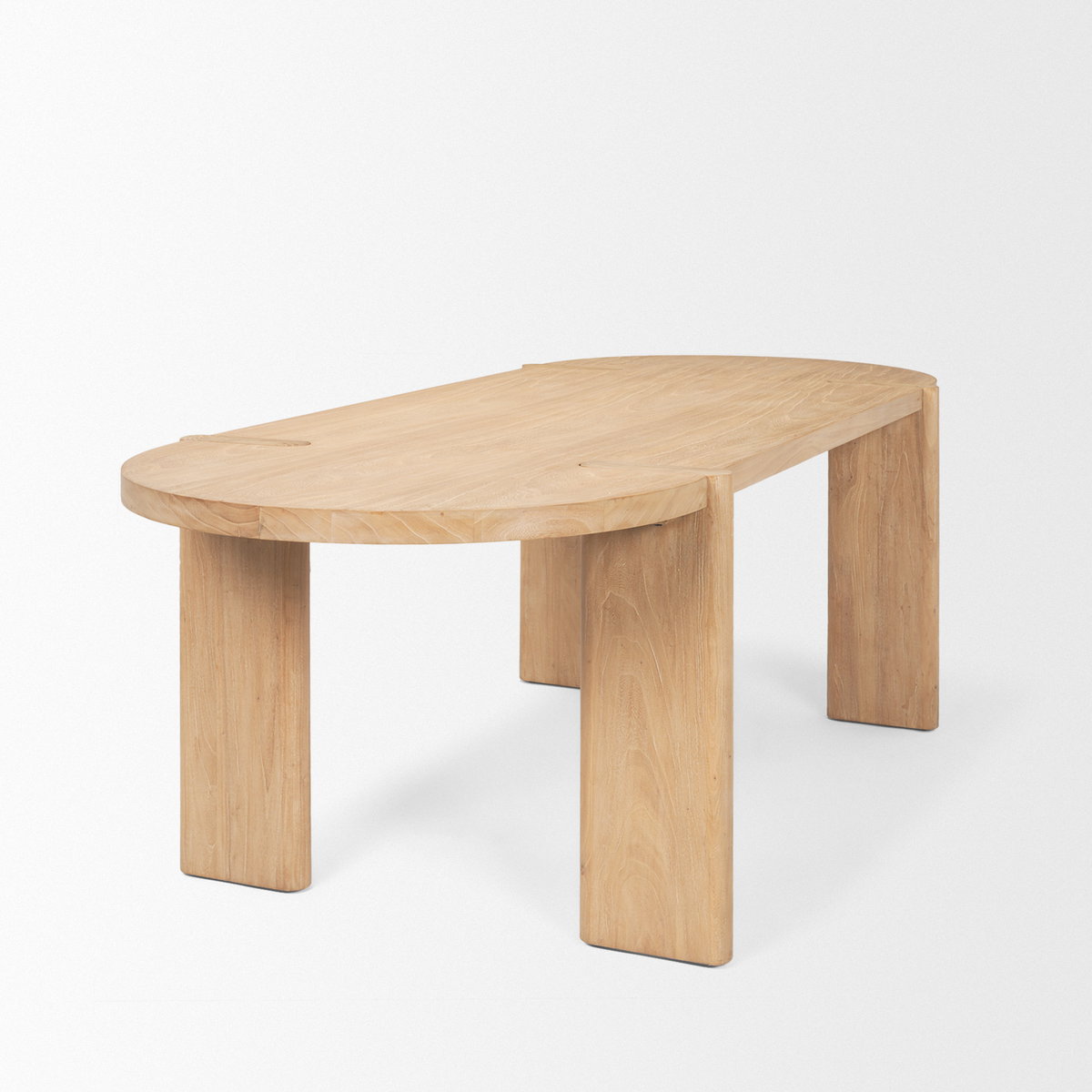 Sohan 91'L x 38'W Oval Dining Table | Light Brown Wood | Seats 8, by Mercana, 91" length x 38" width x 30" height View 7