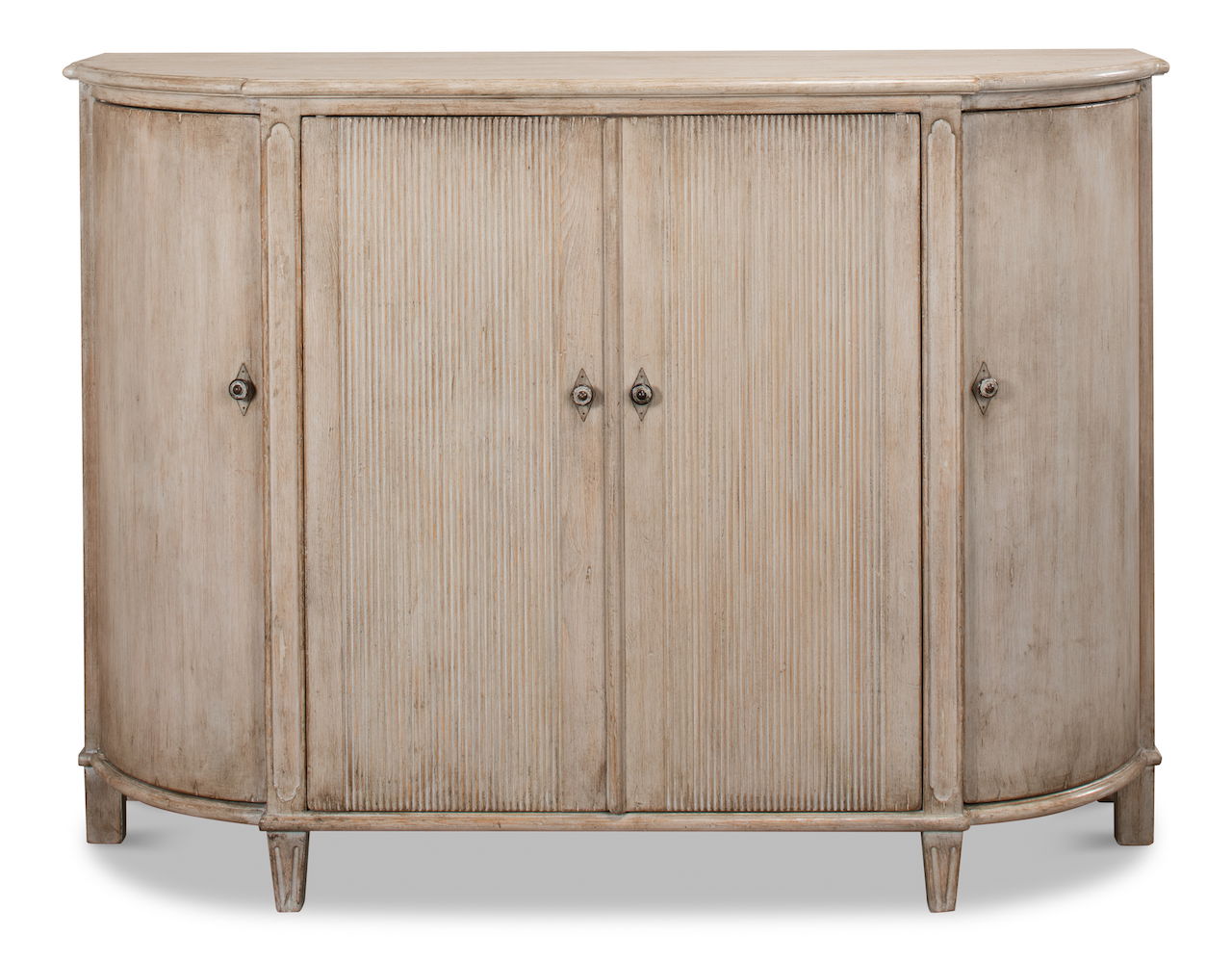Brooks Demilune, Stone Grey, Cabinets & Sideboard by Sarreid, 63" length x 20" width x 45" height View 2