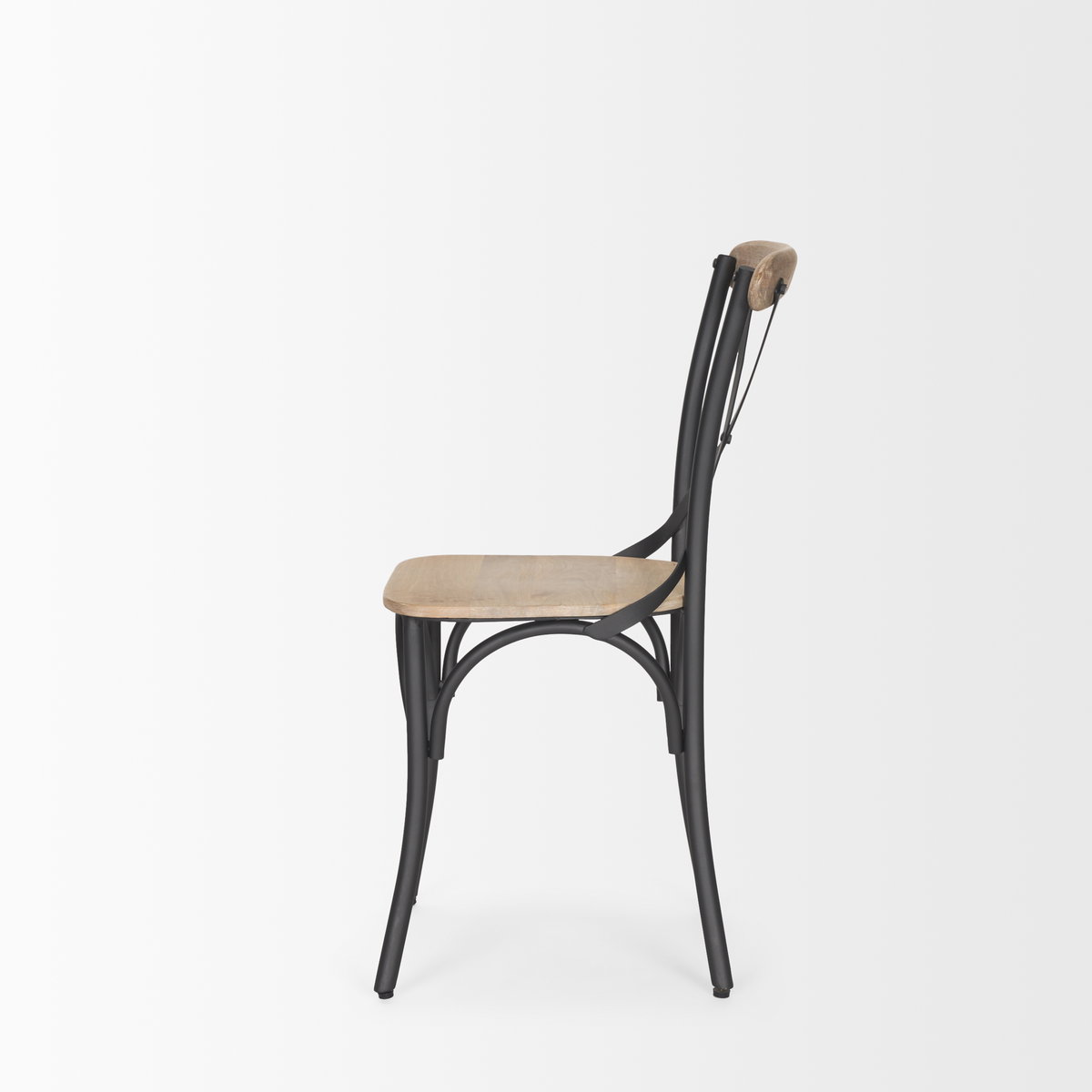 Etienne Cross Back Dining Side Chair | Light Brown Wood with Iron, Dining Chair by Mercana, 20.5" length x 19.5" width x 35.5" height View 5
