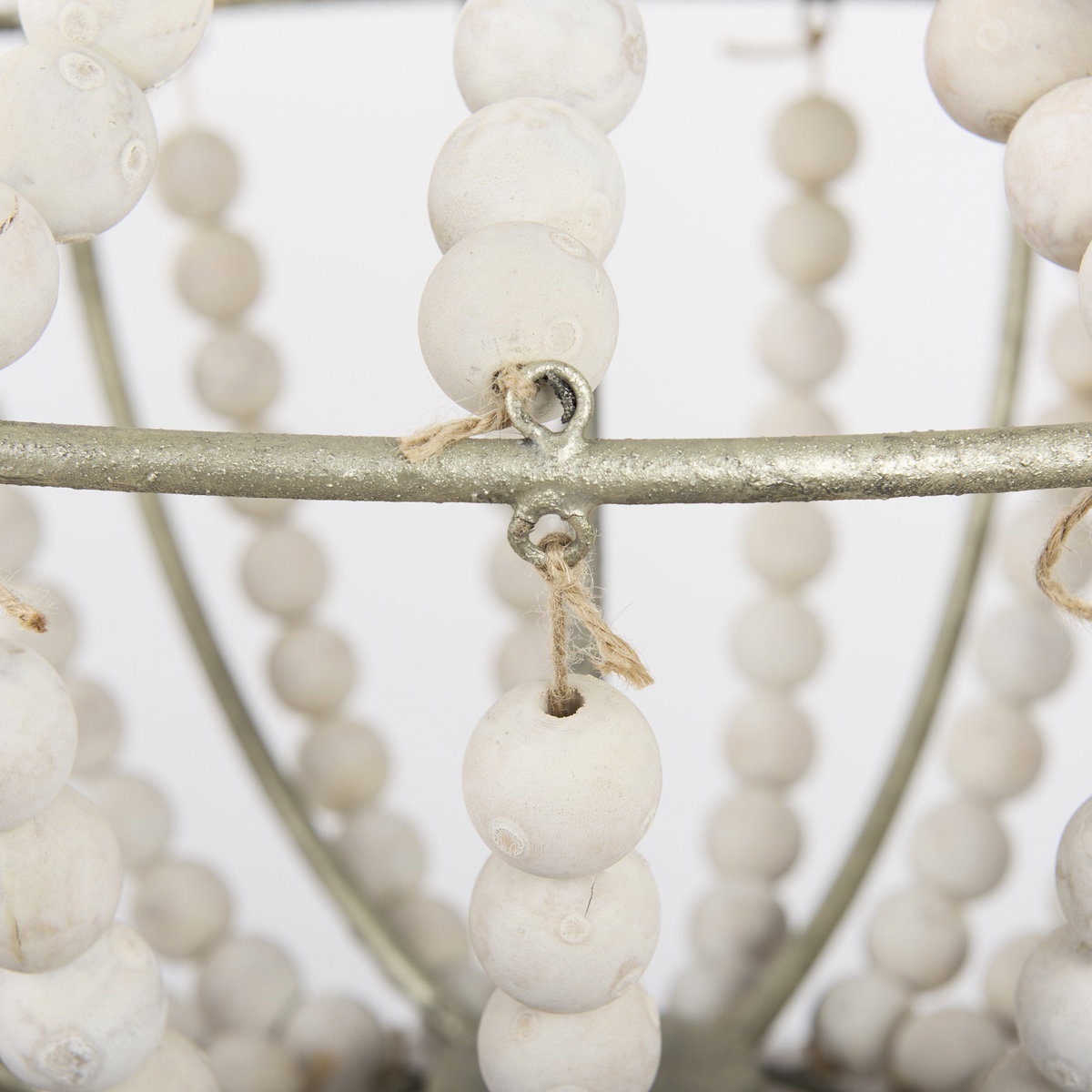 Phillum (29'x37') Silver Metal Chassis and White Wood Beaded Six Bulb Chandelier, by Mercana, 29" length x 29" width x 37" height View 9