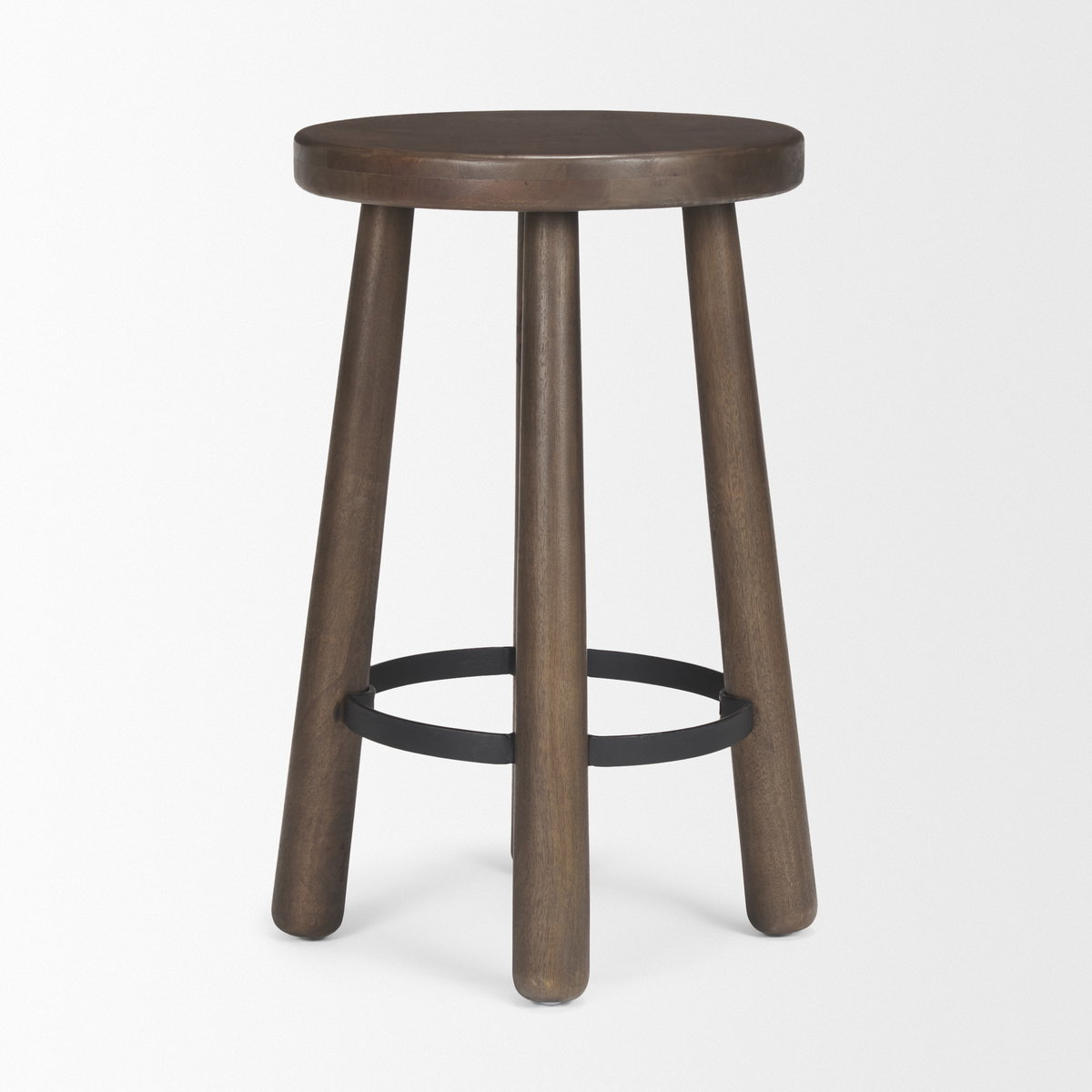 Weldon Backless 26in Seat Counter Stool | Dark Brown Wood with Metal, Counter & Bar Stool by Mercana, 16" length x 16" width x 26" height View 7