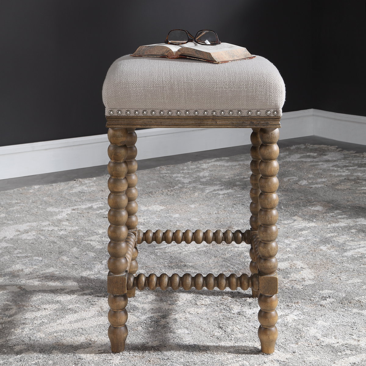 Pryce Wooden Counter Stool, Counter & Bar Stool by Uttermost, 15" width x 25.5" height x 15" depth View 8