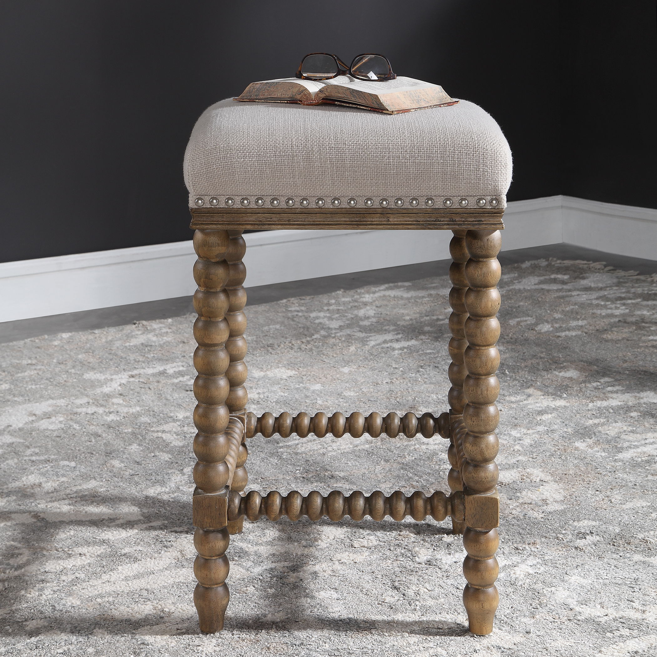 Pryce Wooden Counter Stool, Furniture by Uttermost, 15" width x 25.5" height x 15" depth View 8