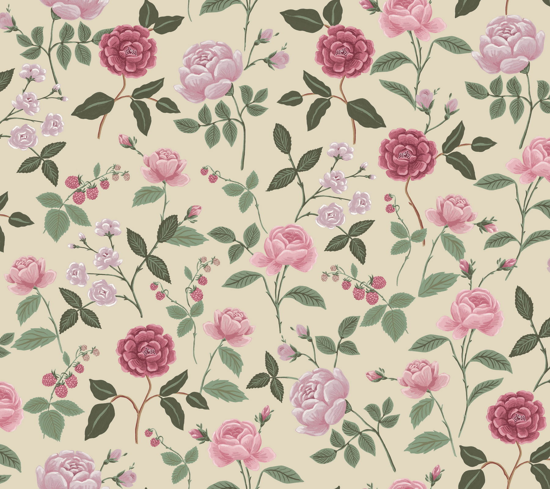 Roses Linen Wallpaper large image 
