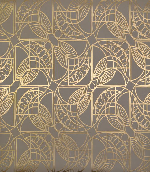 Cartouche Khaki & Gold Wallpaper