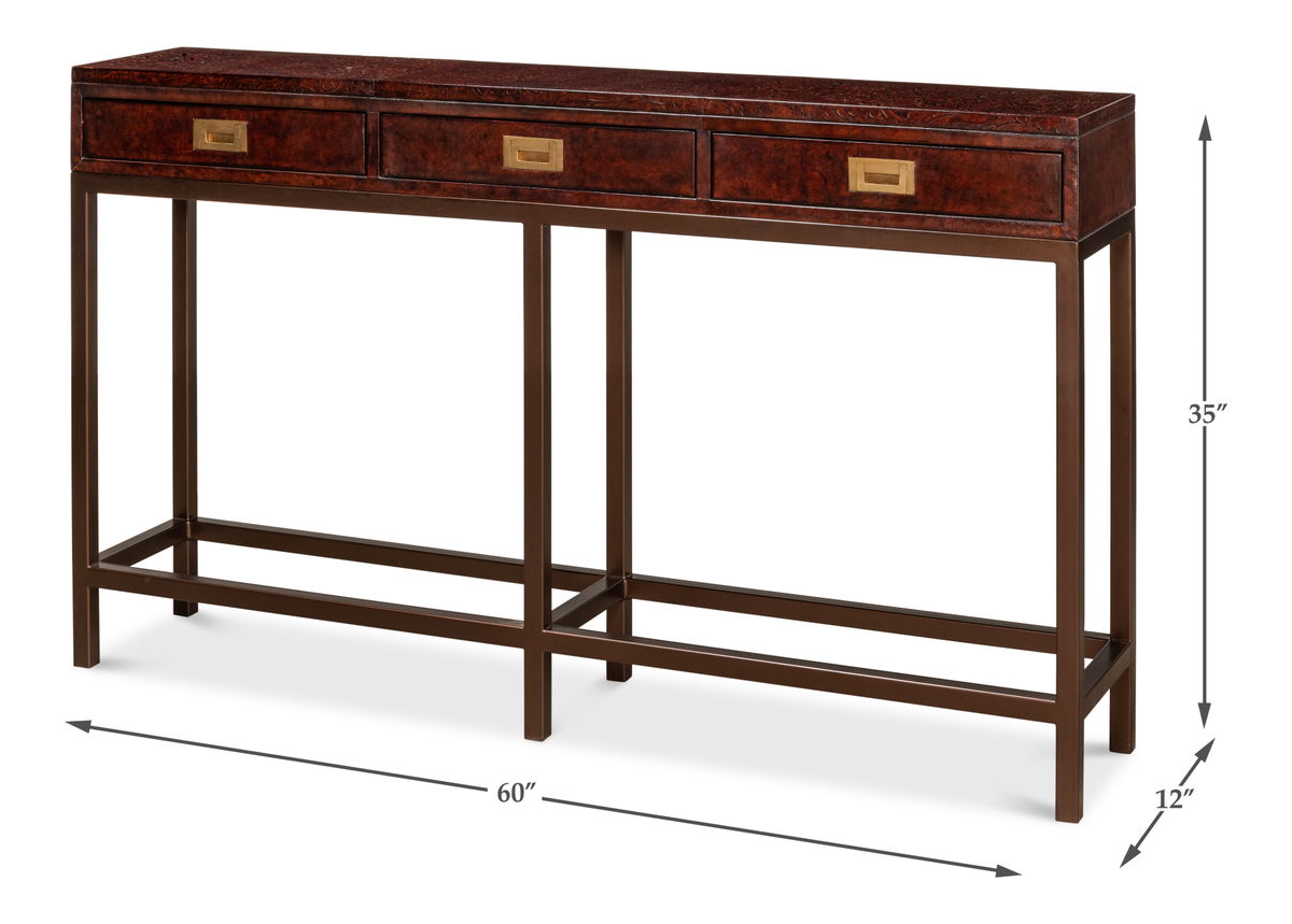 Campaign Embossed Console, by Sarreid, 1' length x 5' width x 2'11" height View 13
