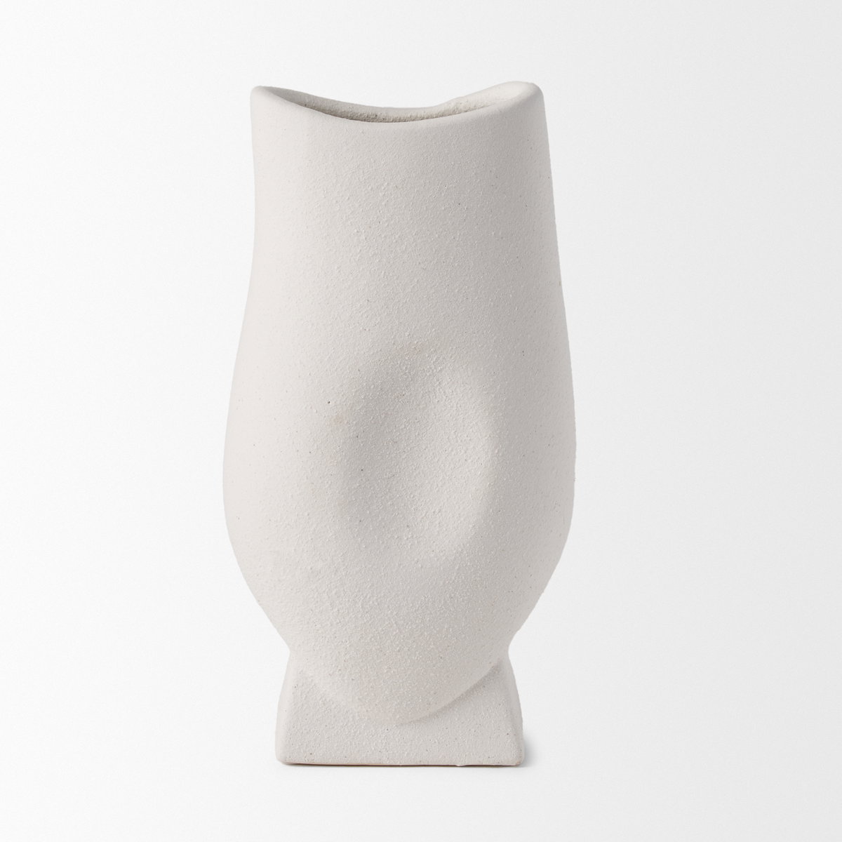 Darian Tall Textured Matte White Ceramic Vase, by Mercana, 5.71" length x 3.94" width x 11.02" height View 6