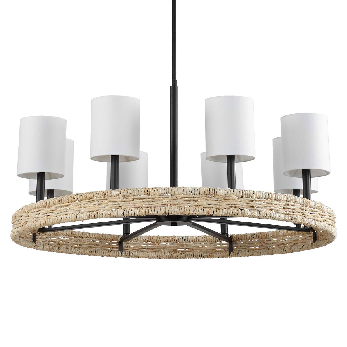 Faiyam 8 Light Rattan Chandelier, by Uttermost, 36.5" width x 18.25" height x 36.5" depth View 3