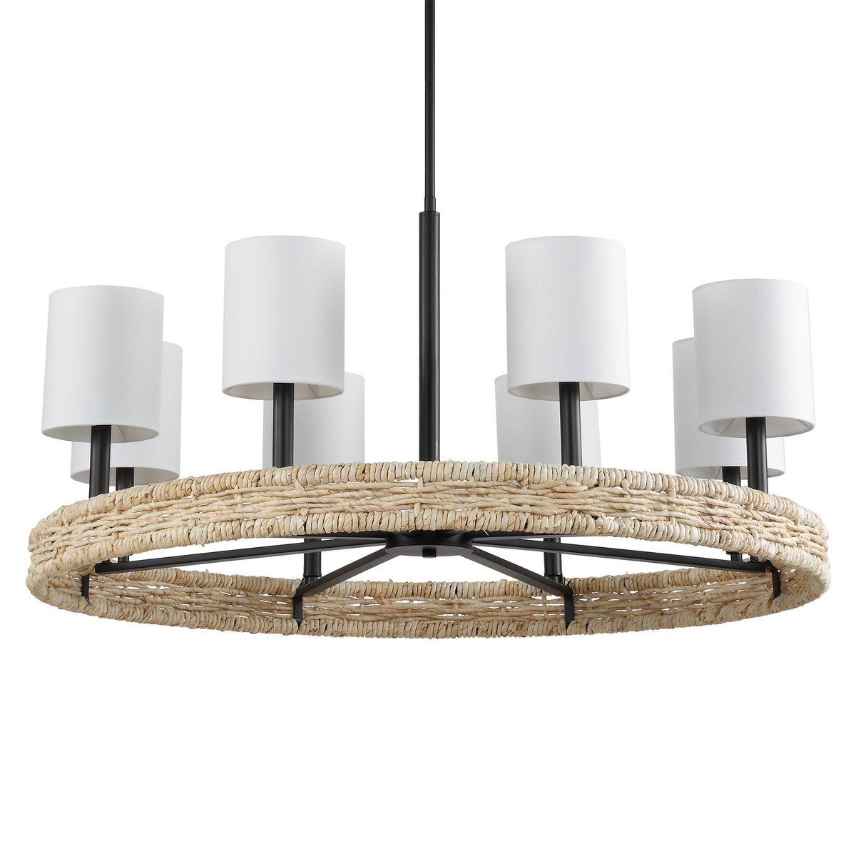 Faiyam 8 Light Rattan Chandelier, by Uttermost, 36.5" width x 18.25" height x 36.5" depth View 3