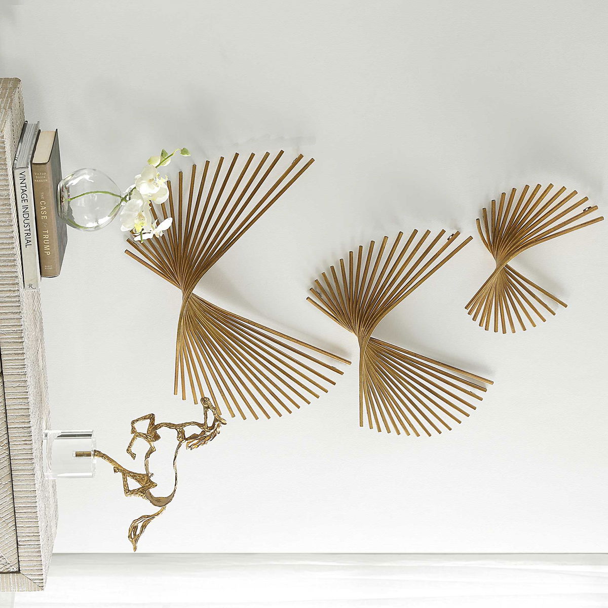 Coreograph Antique Gold Wall Decor Set/3, Art by Uttermost, 24" width x 16.37" height x 6" depth View 4