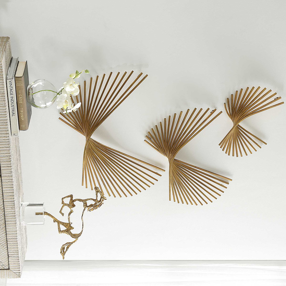 Coreograph Antique Gold Wall Decor Set/3, Art by Uttermost, 24" width x 16.37" height x 6" depth View 4