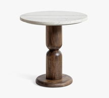 Online Designer Combined Living/Dining Ava Round Marble Side Table, Ash Brown