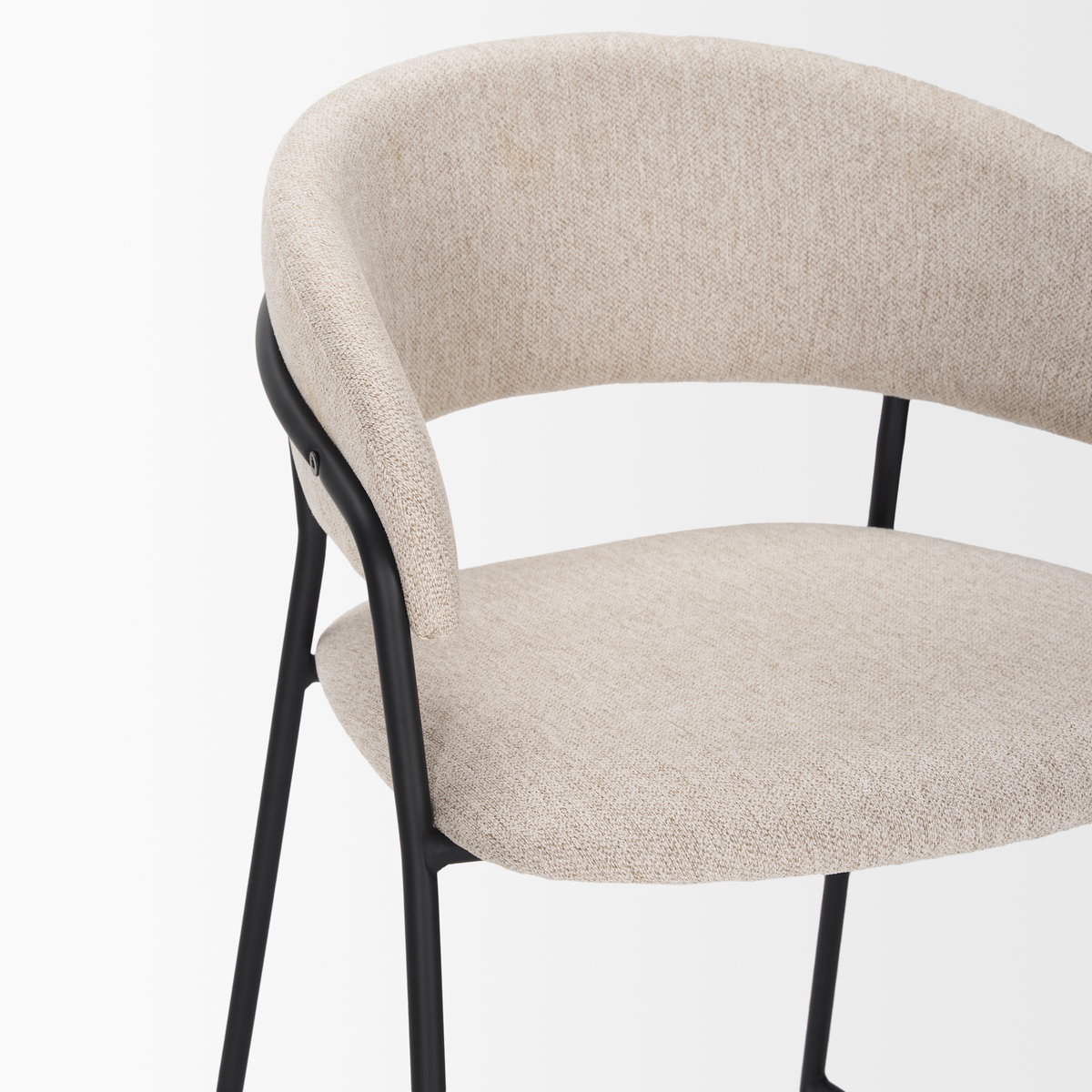 Carolyn Bar Stool with Oatmeal Fabric & Matte Black Metal, Counter & Bar Stool by Mercana, 19.29" length x 20.4" width x 39.75" height View 7