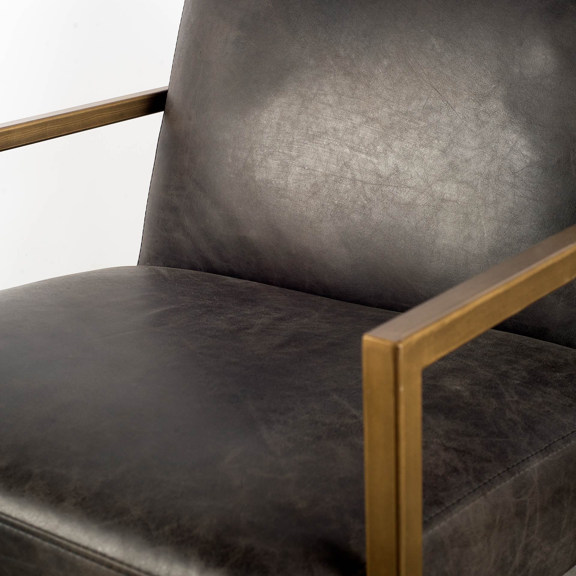Armelle I Black Leather Seat with Gold Metal Frame Accent Chair large image 