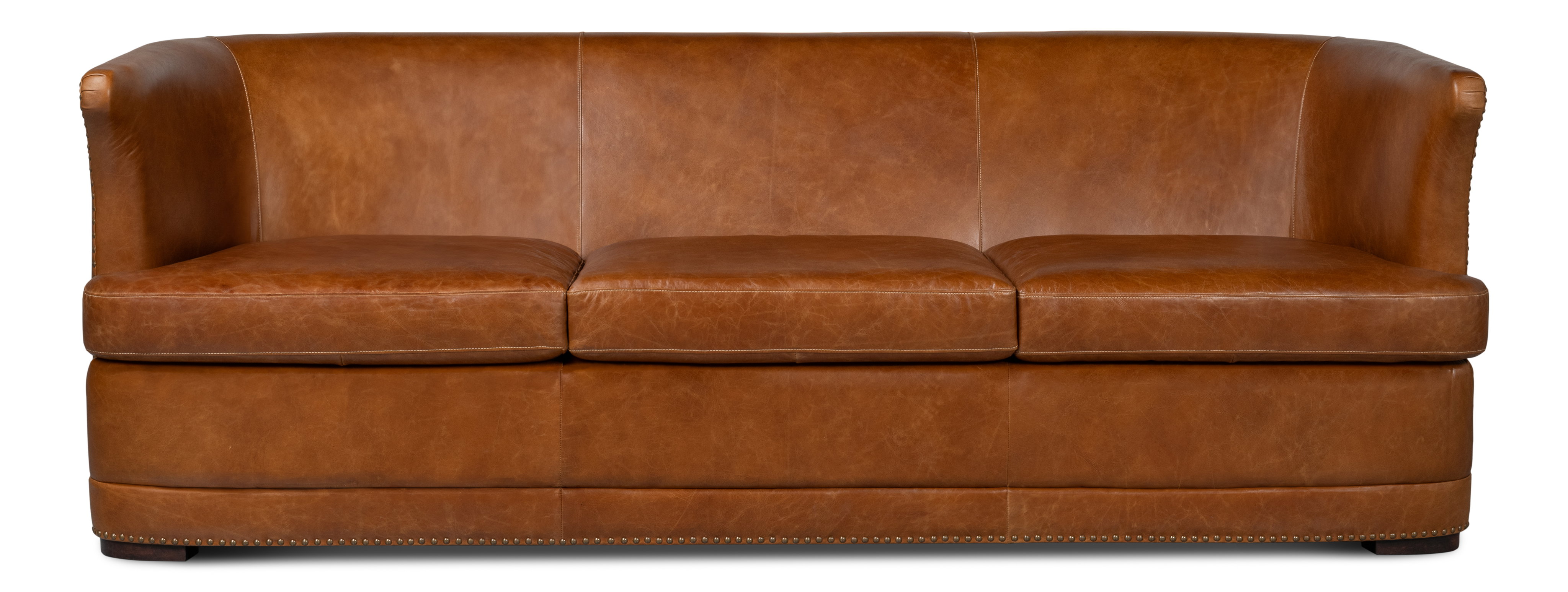 Mcmillan Distilled Leather Sofa, Sofas & Sectional by Sarreid, 90" length x 37" width x 32" height View 2