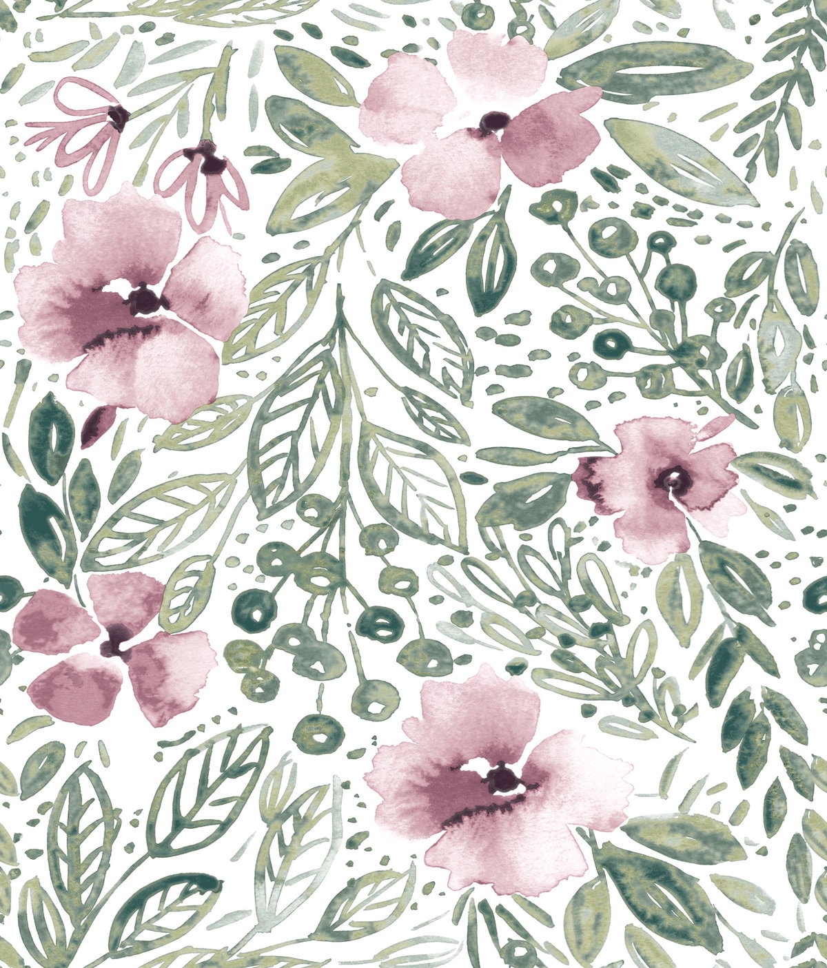 Clara Jean April Showers Pink Peel & Stick Wallpaper, by York Wall, 16'6" length x 1'8.5" width x 0.02" depth