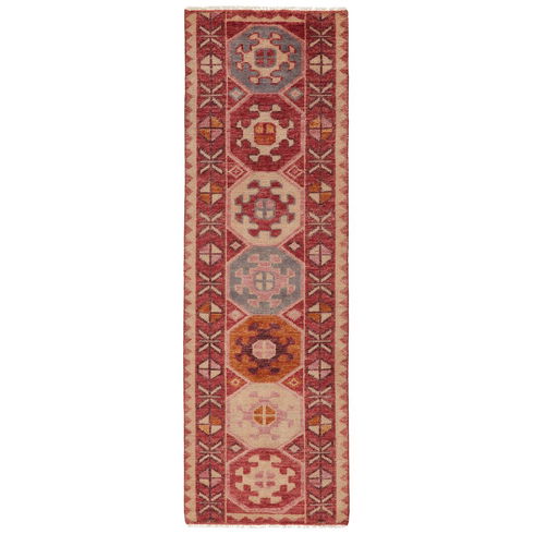Runner Southwestern Hand-Knotted Wool Pink Area Rug