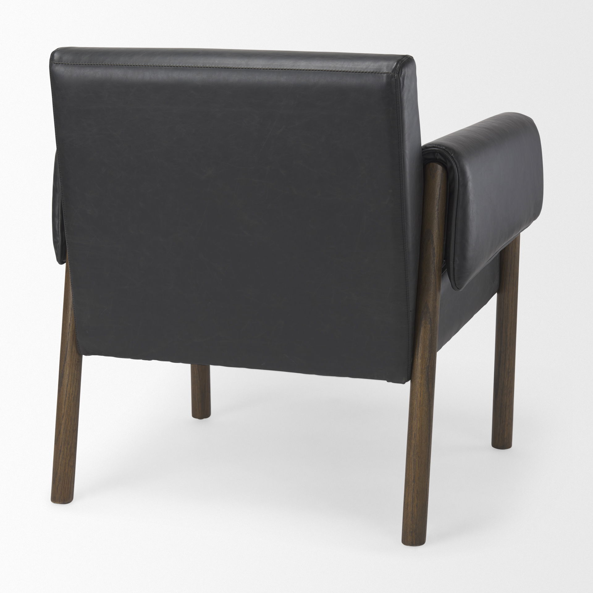 Ashton Black Faux Leather Fabric with Dark Brown Wood Accent Chair large image 