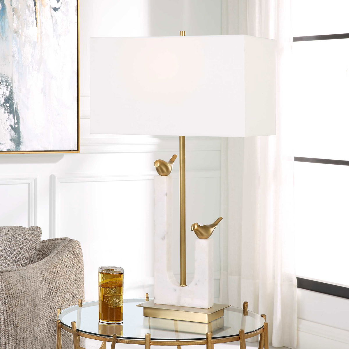 Songbirds Table Lamp, by Uttermost, 17" width x 30" height x 10" depth View 2