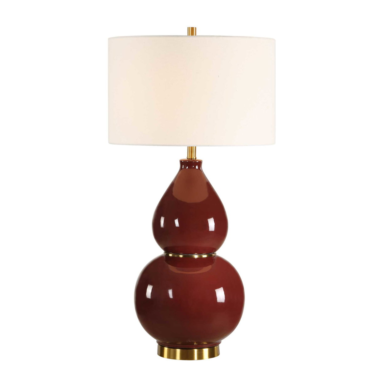 Gourd Burgundy Table Lamp, by Uttermost, 16" width x 30.5" height x 16" depth View 1