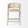 Tabitha Low Back 26.75in Seat Counter Stool | Beige Fabric with Wood, Counter & Bar Stool by Mercana, 23.25" length x 22" width x 36.75" height thumbnail 6