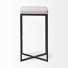 Frodo Backless 29.75in Seat Bar Stool | White Fabric with Black Metal, Counter & Bar Stool by Mercana, 16.54" length x 16.54" width x 30" height thumbnail 4