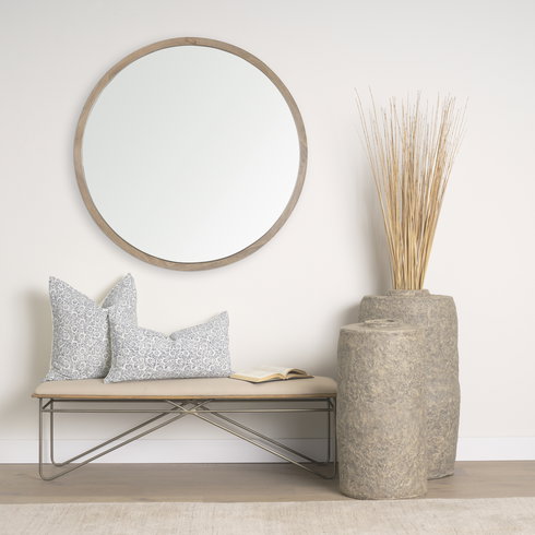 Jayne Cream with Indigo Print Linen Lumbar Decorative Pillow Cover