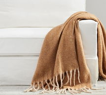 Online Designer Living Room Hayes Faux Mohair Throw Blanket, 50 x 60", Camel