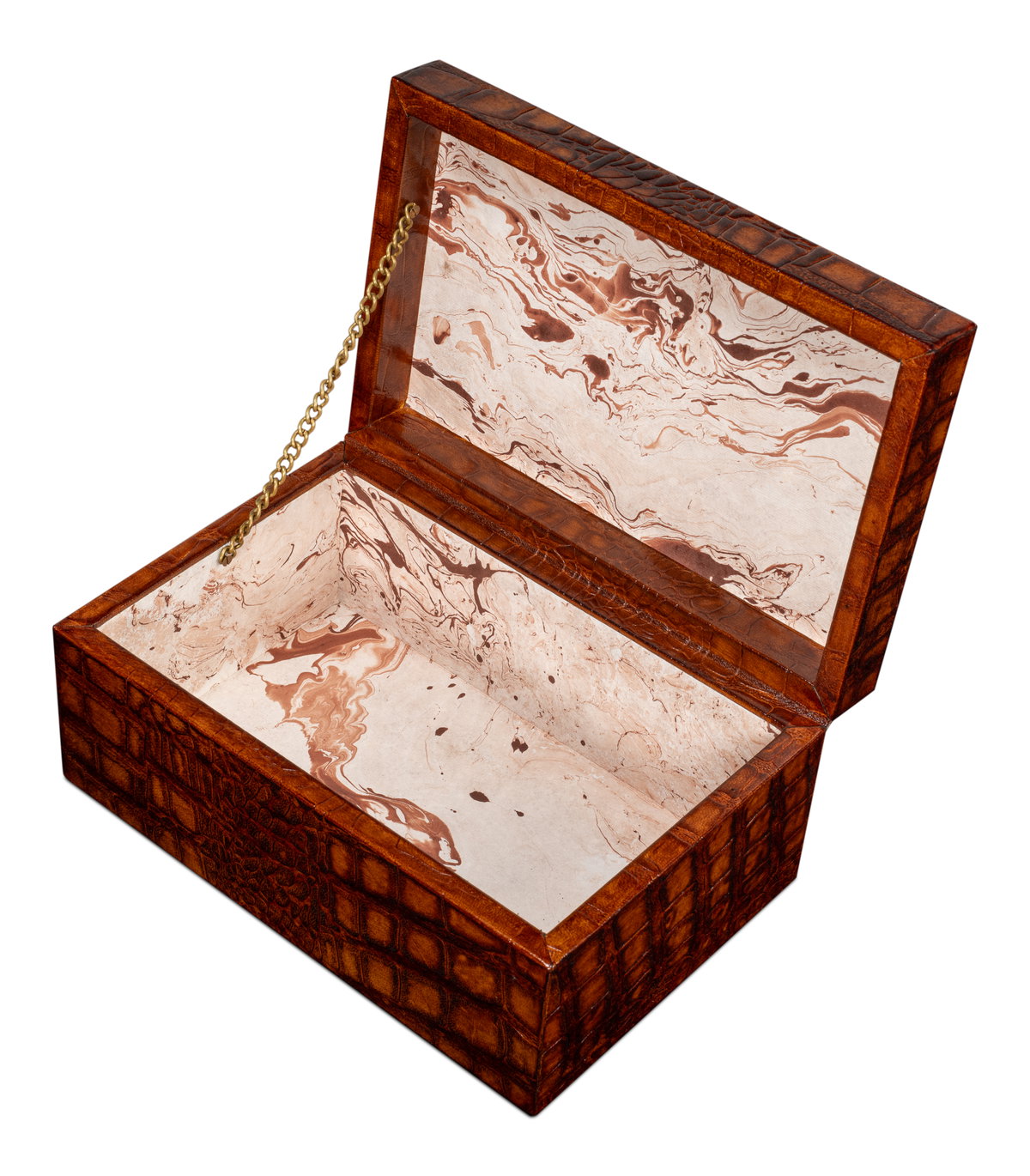 Norton Leather Tray  Croco Leather  Tan, by Sarreid, 1'6" length x 2' width x 2" height View 10