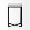 Frodo 26' Seat Height White Fabric Seat Black Metal Base Stool thumbnail 3