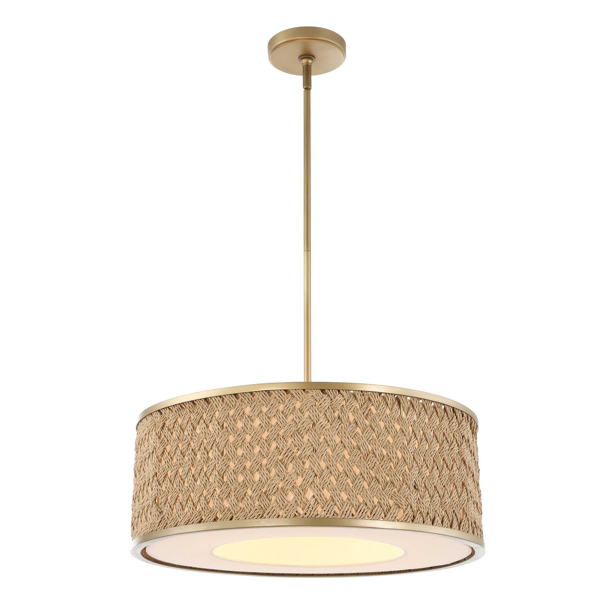 Pinchot 4 Light Rattan Drum Pendant, Ceiling Light by Uttermost, 22.25" width x 8.5" height x 22.25" diameter View 6