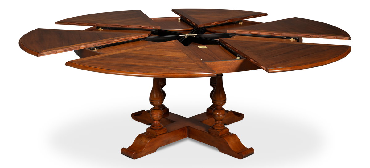 Walnut Jupe Dining Table  Ex-Large, by Sarreid, 6'8" length x 6'8" width x 2'6" height View 2