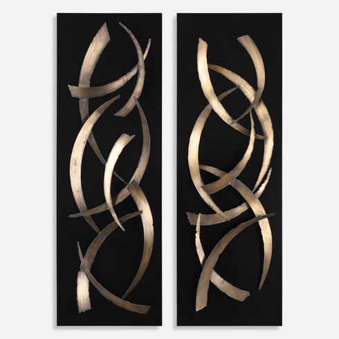 Brushstrokes Metal Wall Art, S/2