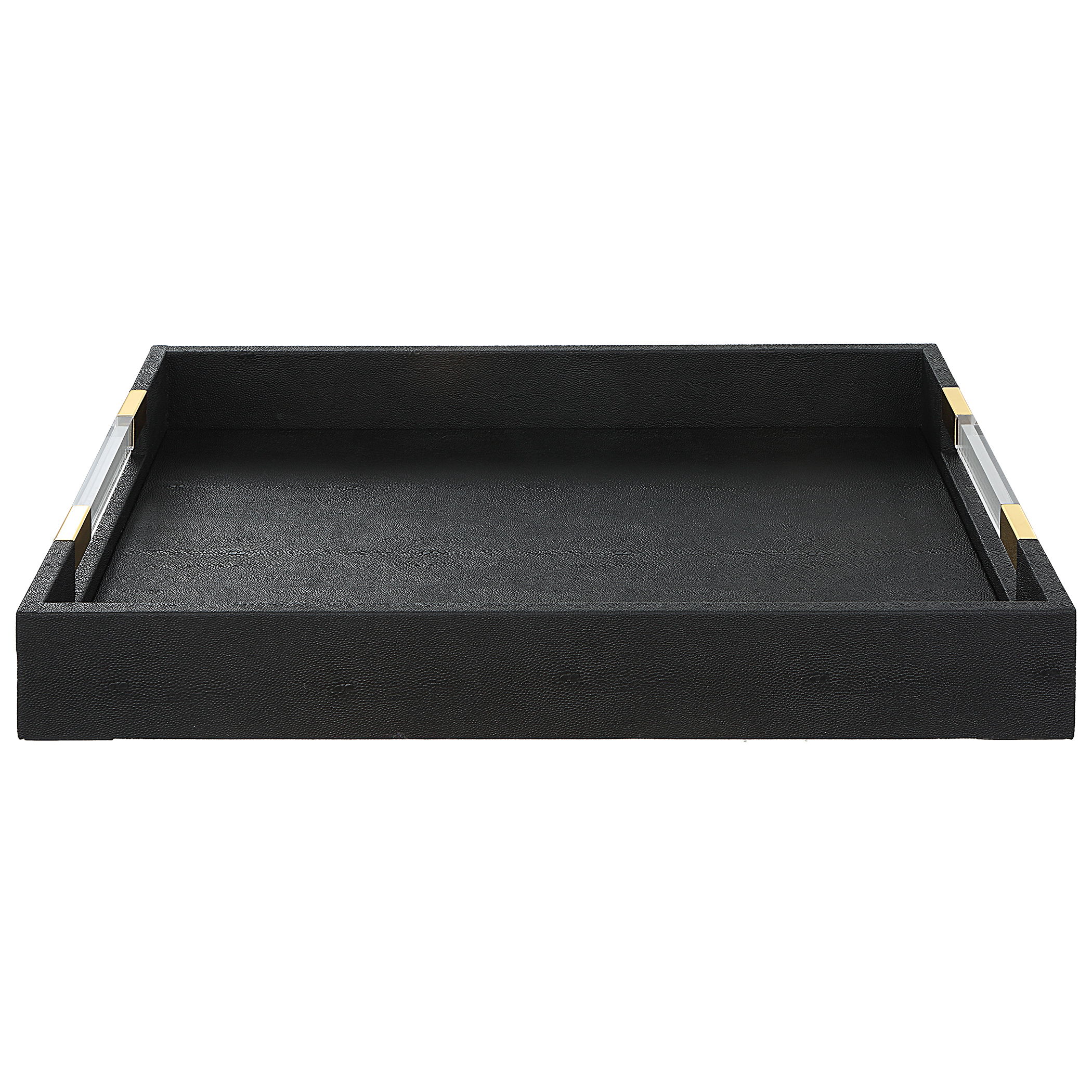 Wessex Black Shagreen Tray, Decorative by Uttermost, 19" width x 2.62" height x 13.87" depth View 1