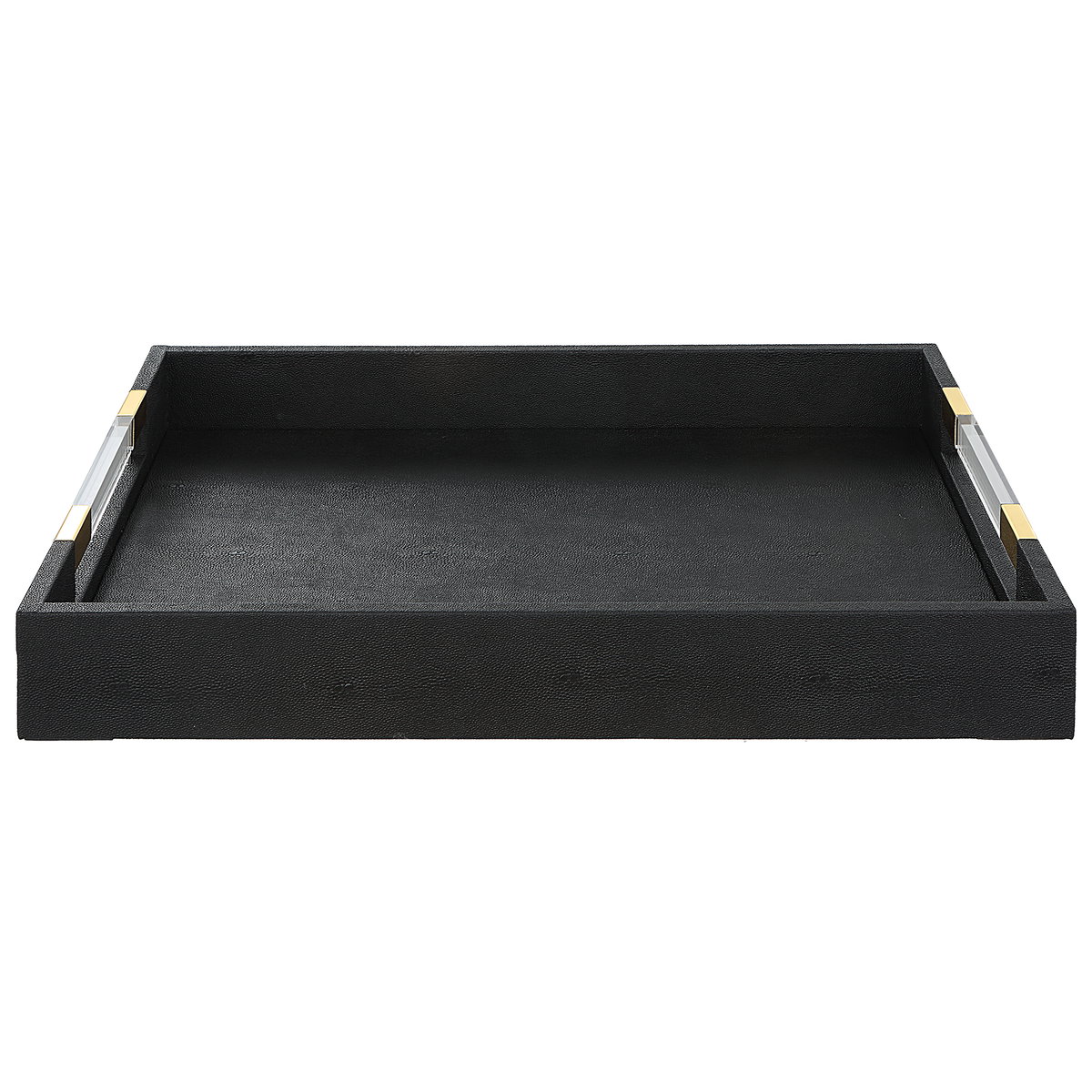 Wessex Black Shagreen Tray, Decorative by Uttermost, 19" width x 2.62" height x 13.87" depth View 1
