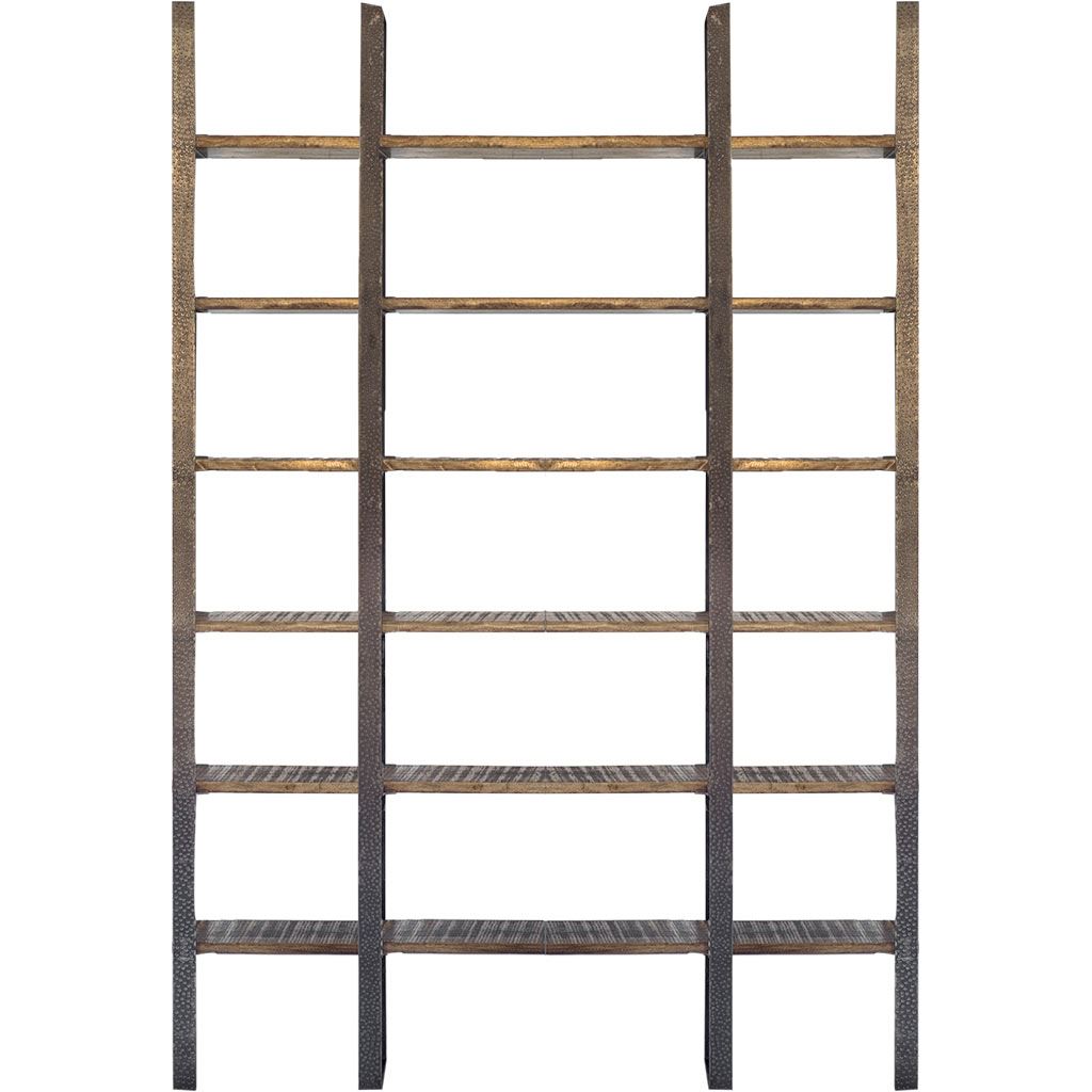Taunton I 80L x  10.5W x 90H Brown Wood and Black Iron Six Shelving Unit, Shelving & Bookcase by Mercana, 80" length x 10.5" width x 90" height View 1