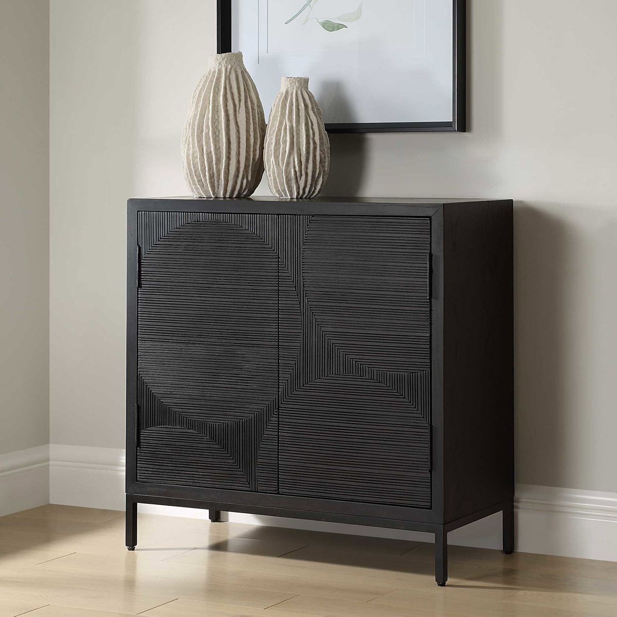 Beswick Black 2 Door Cabinet, Cabinets & Chest by Uttermost, 31.5" width x 31.87" height x 14.87" depth View 4