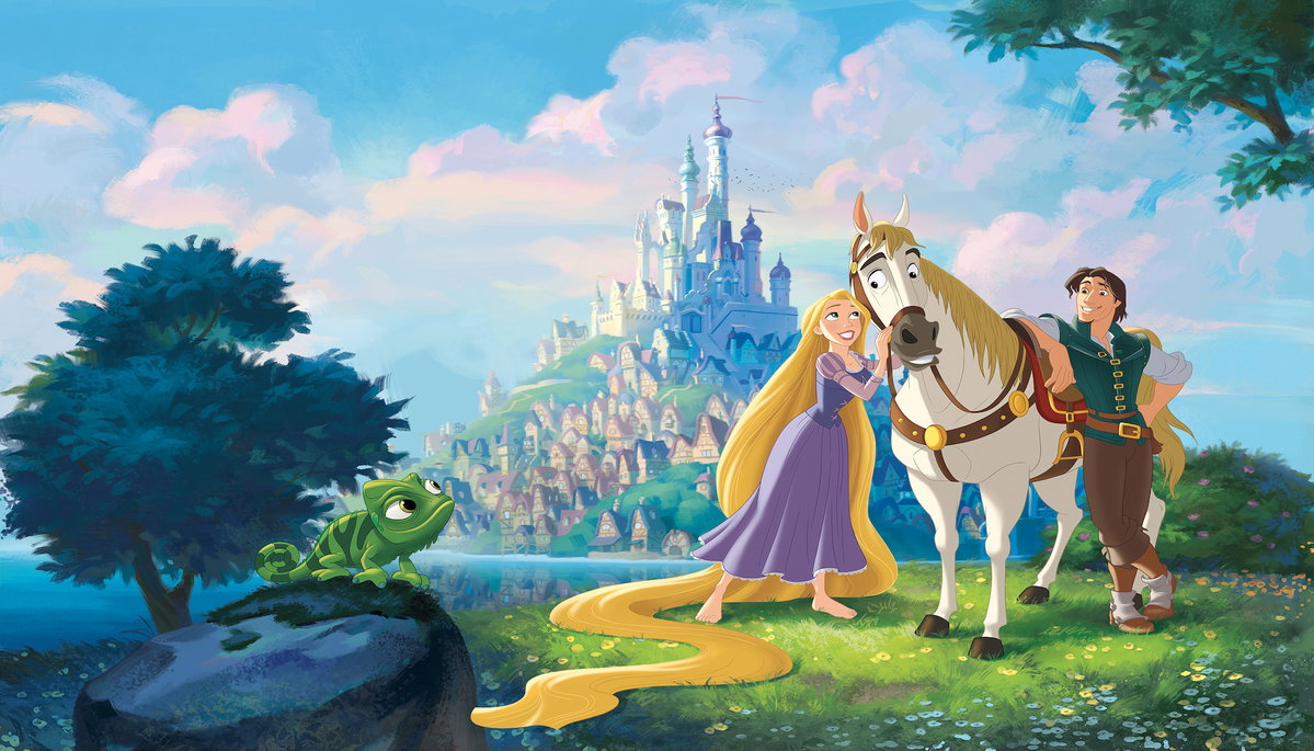 Disney Princess Tangled XL Chair Rail Wall Mural, Wallpaper by York Wall, 1'6" length x 1'6" width x 0.02" depth